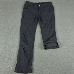 Prana Pants Womens 10 Gray Halle Convertible Roll Up Leg Hiking Outdoor Nylon